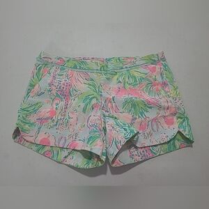 NWT Lilly Pulitzer Size 0 Adie Short In Seasalt Blue On Parade Animal Print